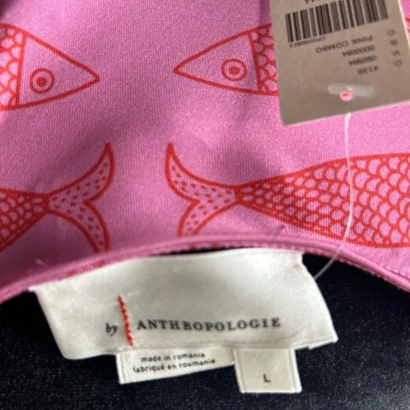 Anthropology Pink Fish Print Midi Dress - Picture 5 of 5